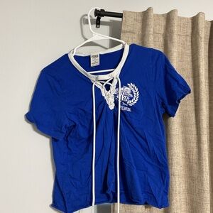PINK Victoria's Secret Blue Lace-Up Top
